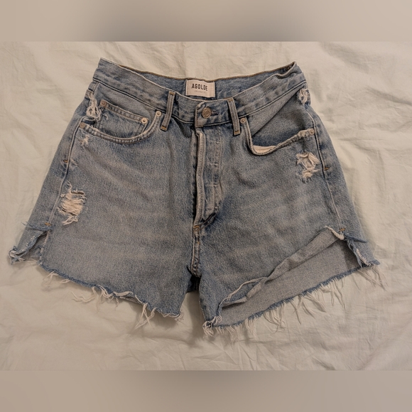 Agolde Pants - Agolde Women's Ripped Jean Shorts - Light Blue